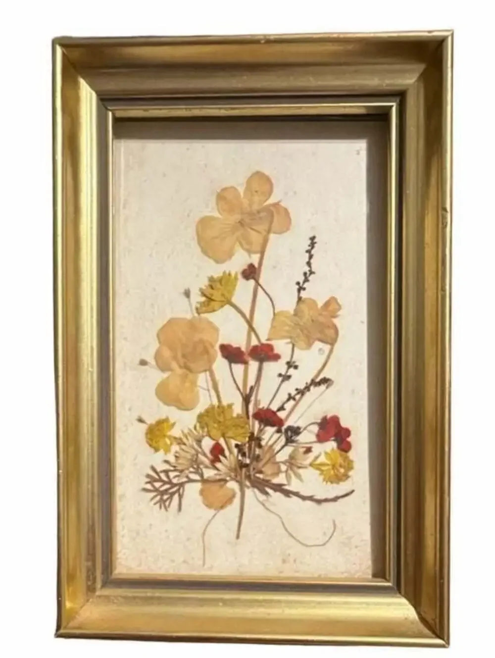Reichlin Handmade Swiss Pressed Flower Art in Gold Frame
